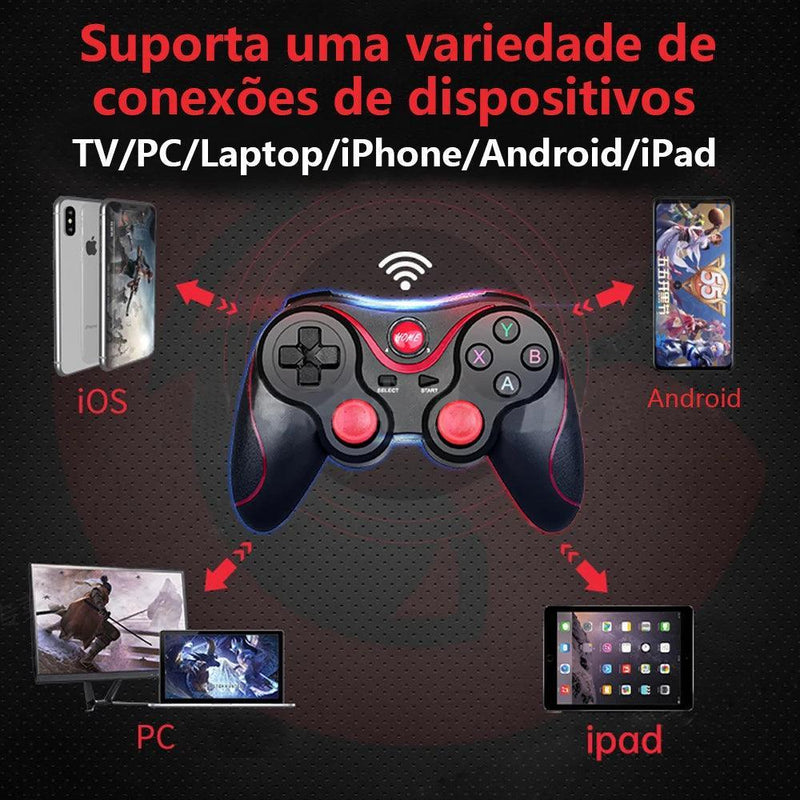 Controle Bluetooth X3 Sem Fio para Jogos – Compatível com Android, iOS e Smartphones