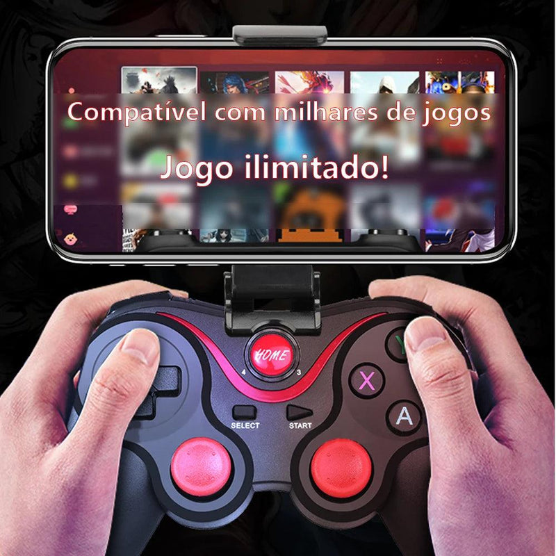 Controle Bluetooth X3 Sem Fio para Jogos – Compatível com Android, iOS e Smartphones